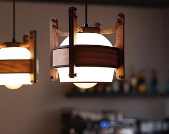 Modern & Mid-Century Modern Pendant Light as Japandi Hanging Lampshade for Minimalist Home Decor - Rin Walnut Pendant Lamp, Creal Design