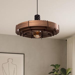 Wood Walnut Pendant Light, Mid Century Modern, Handmade Lamp, Chandelier Lighting, Scandinavian pendant lamp, Lamp Shade, Arte,