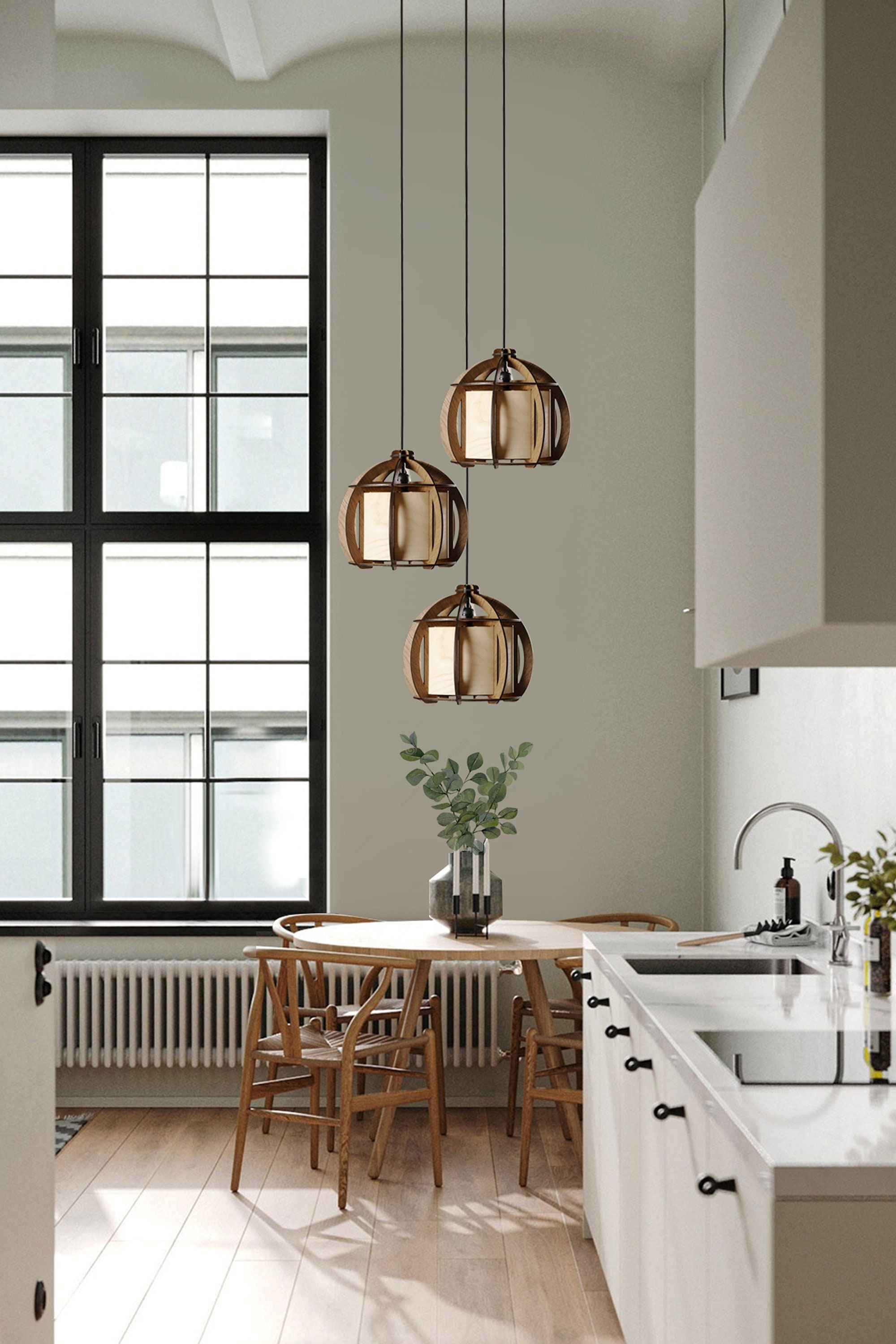 Wood Pendant Light, Mid Century Modern, Veneer Lighting, Handmade ...