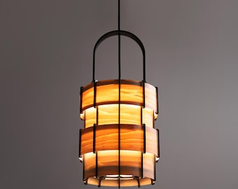 Lámpara colgante de madera, moderna de mediados de siglo, lámpara hecha a mano, lámpara de techo, iluminación de araña, lámpara colgante escandinava, pantalla de lámpara, Akari,