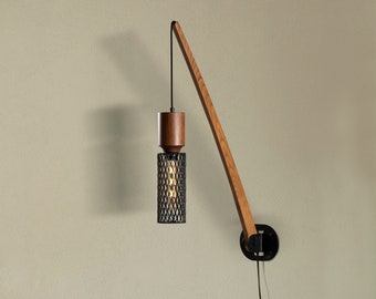 Wood and Metal wall lamp, Grid Sconces, Industrial wall lamp, Custom design lighting, Unique Character Lighting, CrealDesign