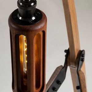 Wood floor lamp, Custom design lamp and lighting, Mid Century Modern floor lamp, , wood veneer lighting, Unique Character Lighting, handmade image 3