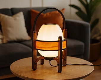 Rin Table & Floor lamp, Wood modern table lamp, Bedside and bookshelf lamp, A stylish ambient lamp that doubles as a decorative accessory