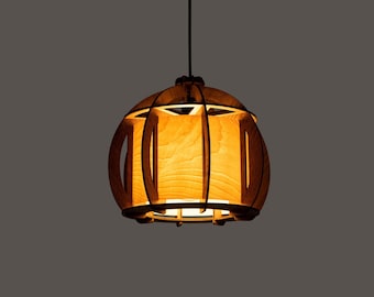 Wood Pendant Light, Mid Century Modern, Veneer Lighting, Handmade Unique Design, Rod Chandelier, Project Lighting, Modern dining lamp