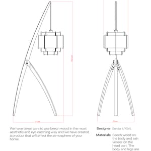 Wood floor lamp, Custom design lamp and lighting, Mid Century Modern floor lamp, Wood veneer lighting, Unique Character Lighting, handmade image 10