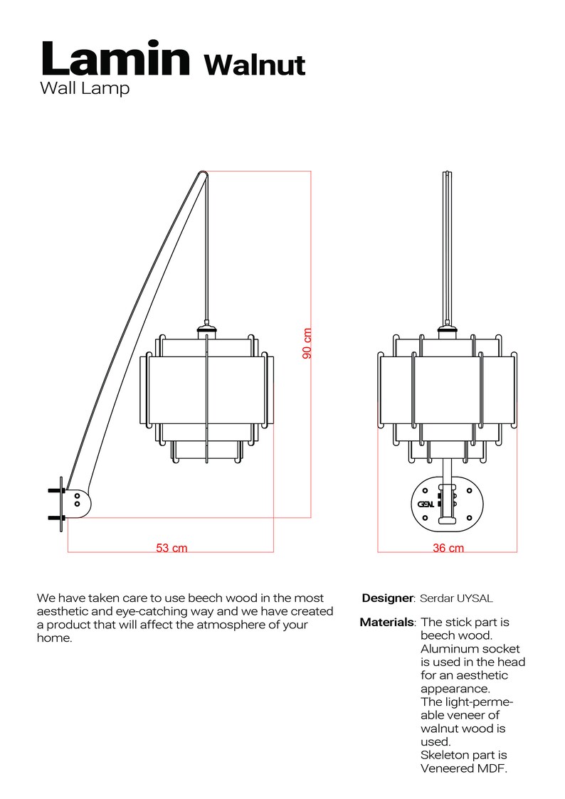 Wood walnut wall lamp, Mid Century Sconce, Wooden Sconce, Wood veneer lamp, Unique character lighting, Handcraft wood light, CrealDesign image 8
