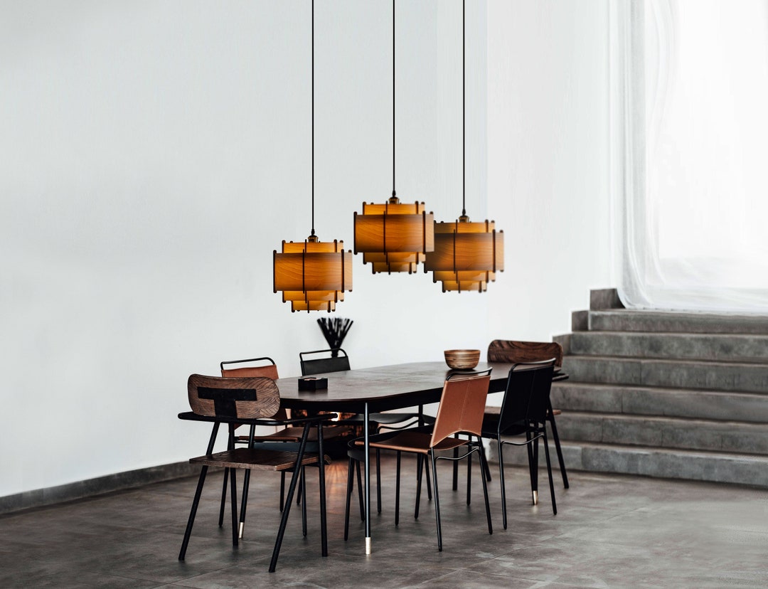 Wood Pendant Light, Mid Century Modern, Handmade Lamp, Ceiling Lamp