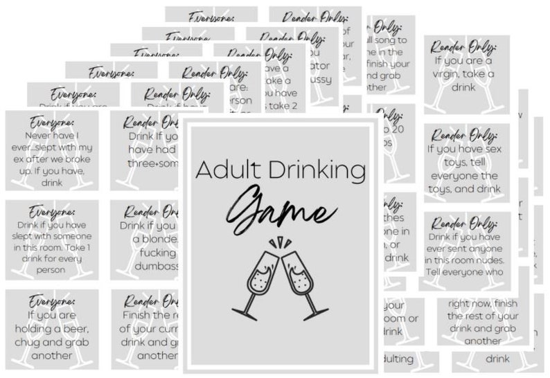 60 Cards Adult Drinking Game Printable PDF File Etsy
