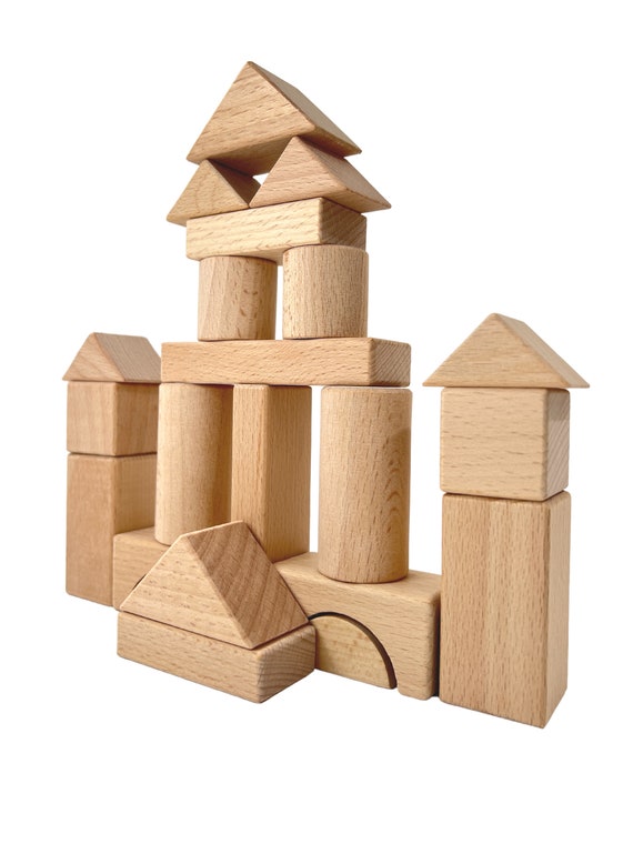 Natural Wooden Building Blocks 22 Piece Set Creative Montessori