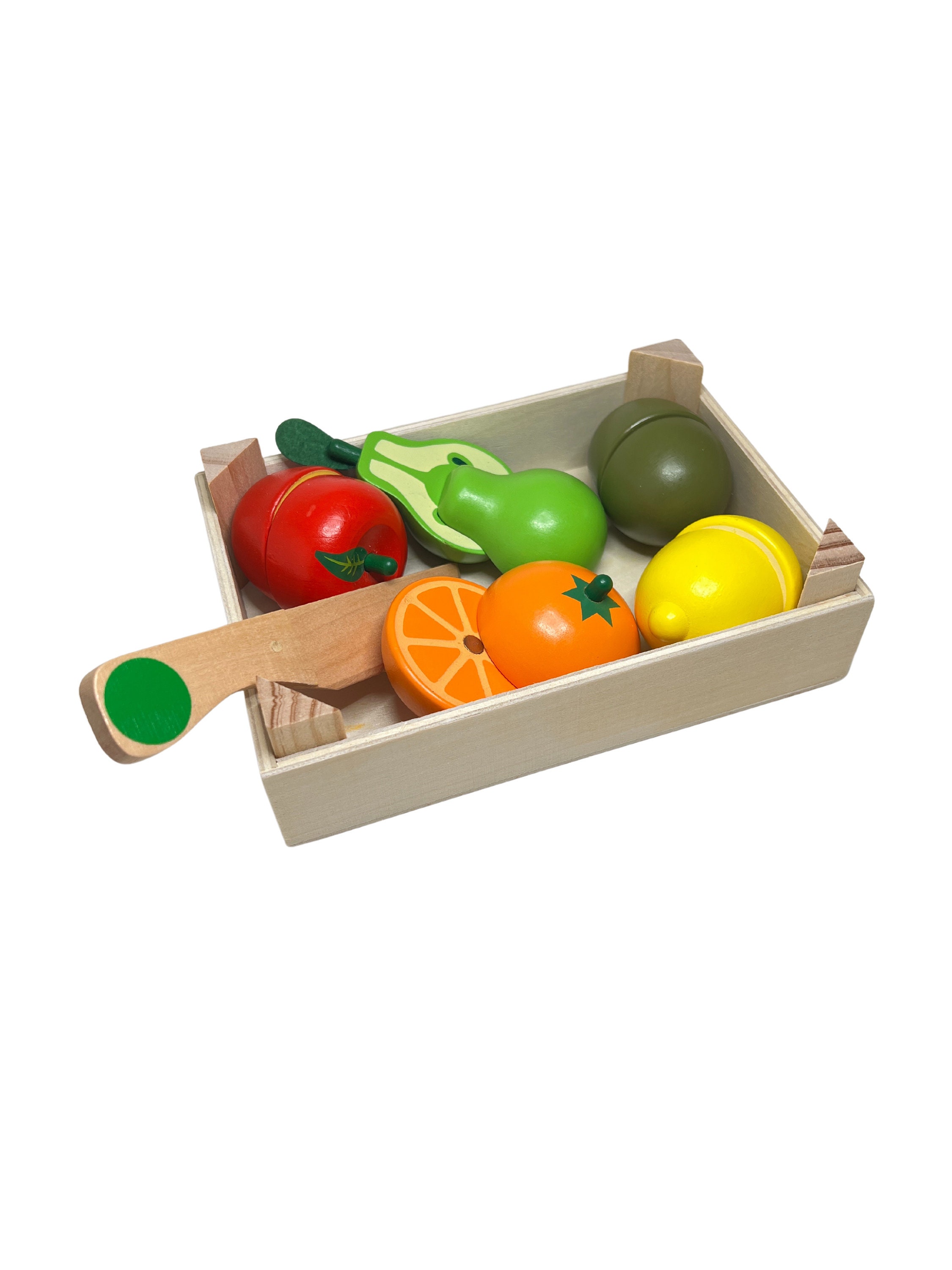 Wooden Fruit Basket 12pcs Set A Apple Pear Orange Lemon Kiwi Etsy