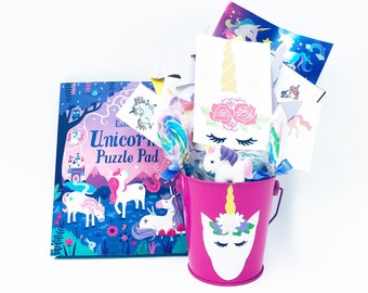 Unicorn Gift Basket | Personalized Unicorn Basket | Unicorn Gift | Unicorn Birthday | Unicorn Gifts for Girls | Bay and Birch Designs