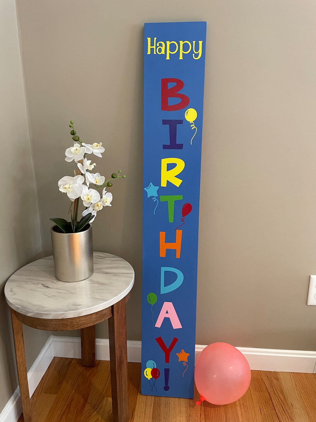 Happy Birthday Wooden Sign | Large Brown Backdrop Decor For Parties & Photos
