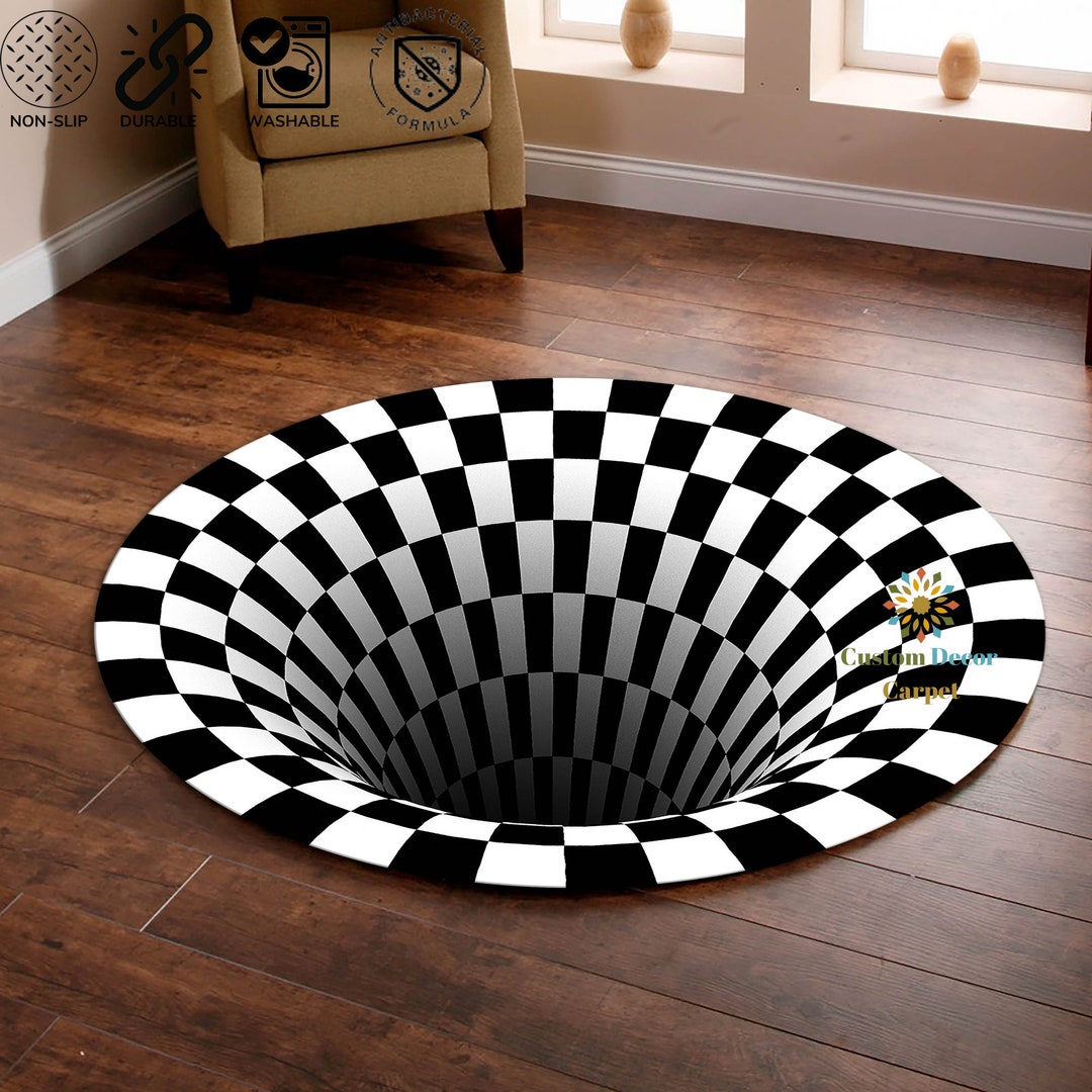 3D Vortex Rug Illusion Rug Optical Illusion Vortex Trick Etsy