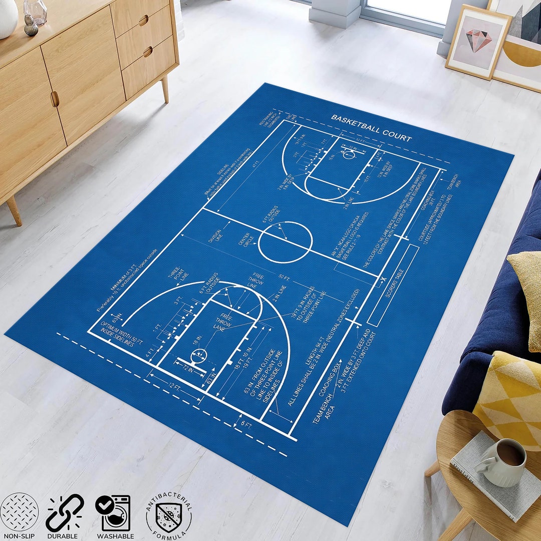 Basketball Court Rug Basketball Field Rug Sport Rugcustom Etsy