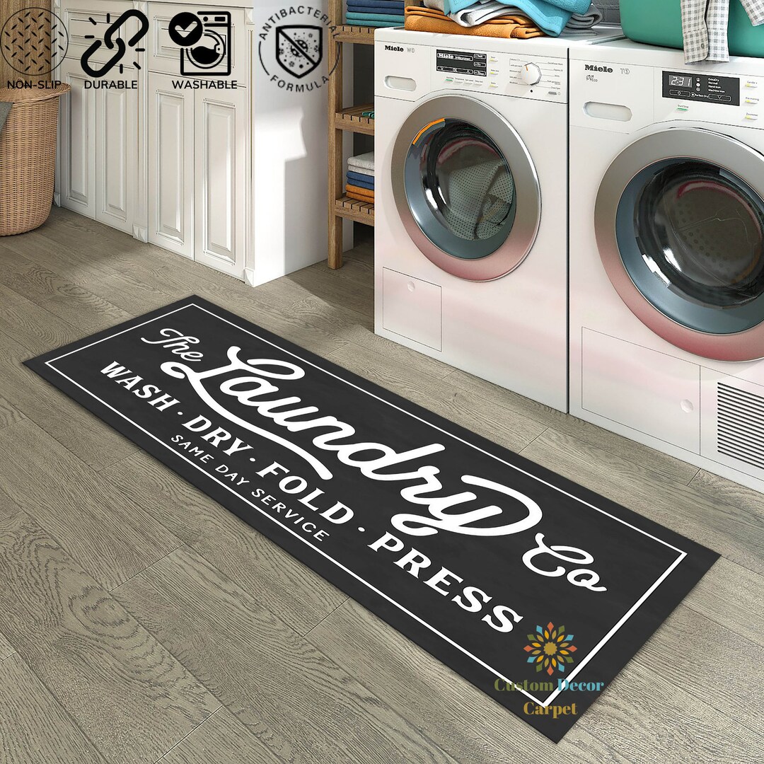 Laundry Room Area Rug Cool Machine Washable Nonslip Laundry Etsy