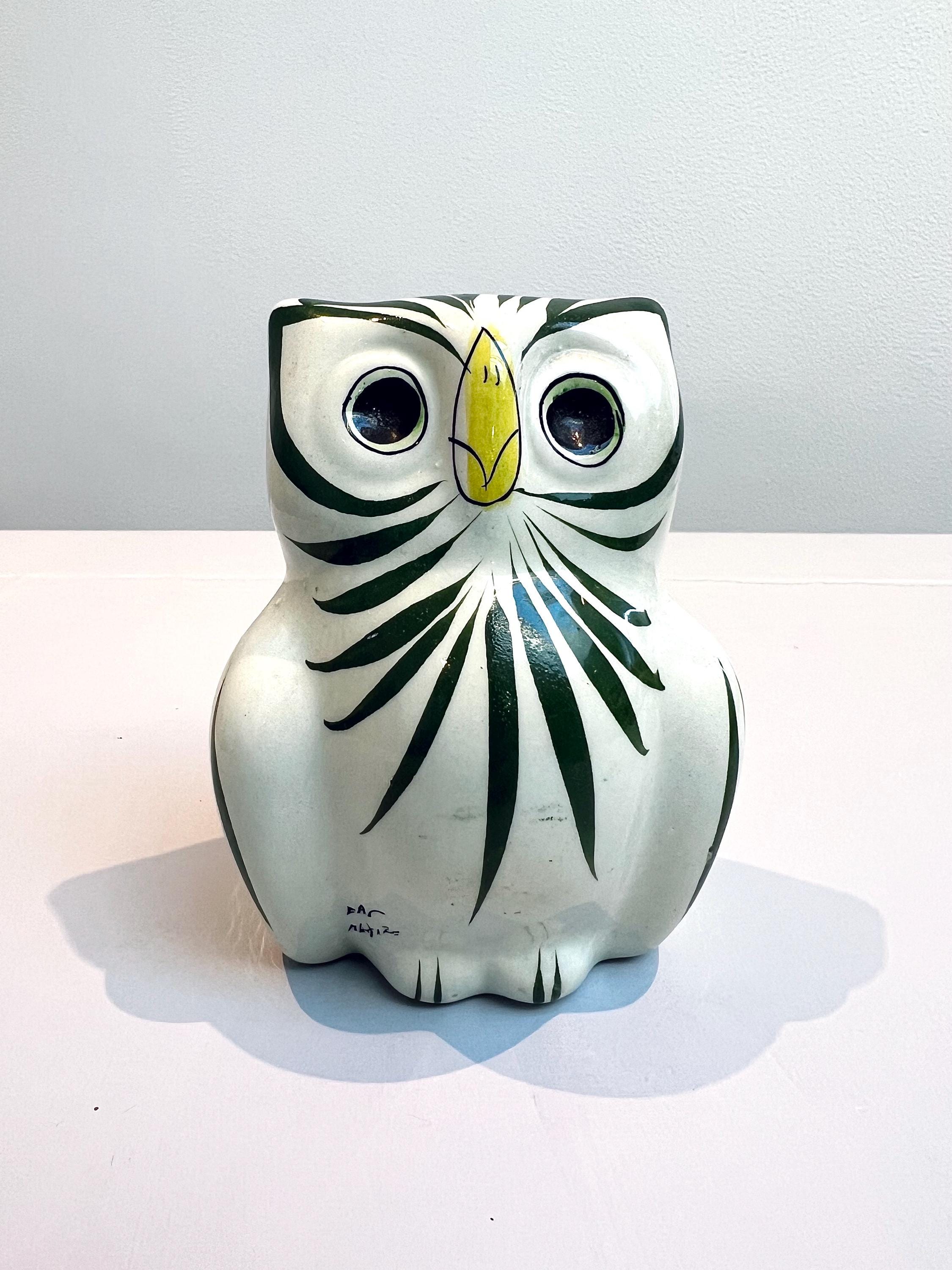 Vintage Tonala Mexican Pottery Owl Folk Art Figurine