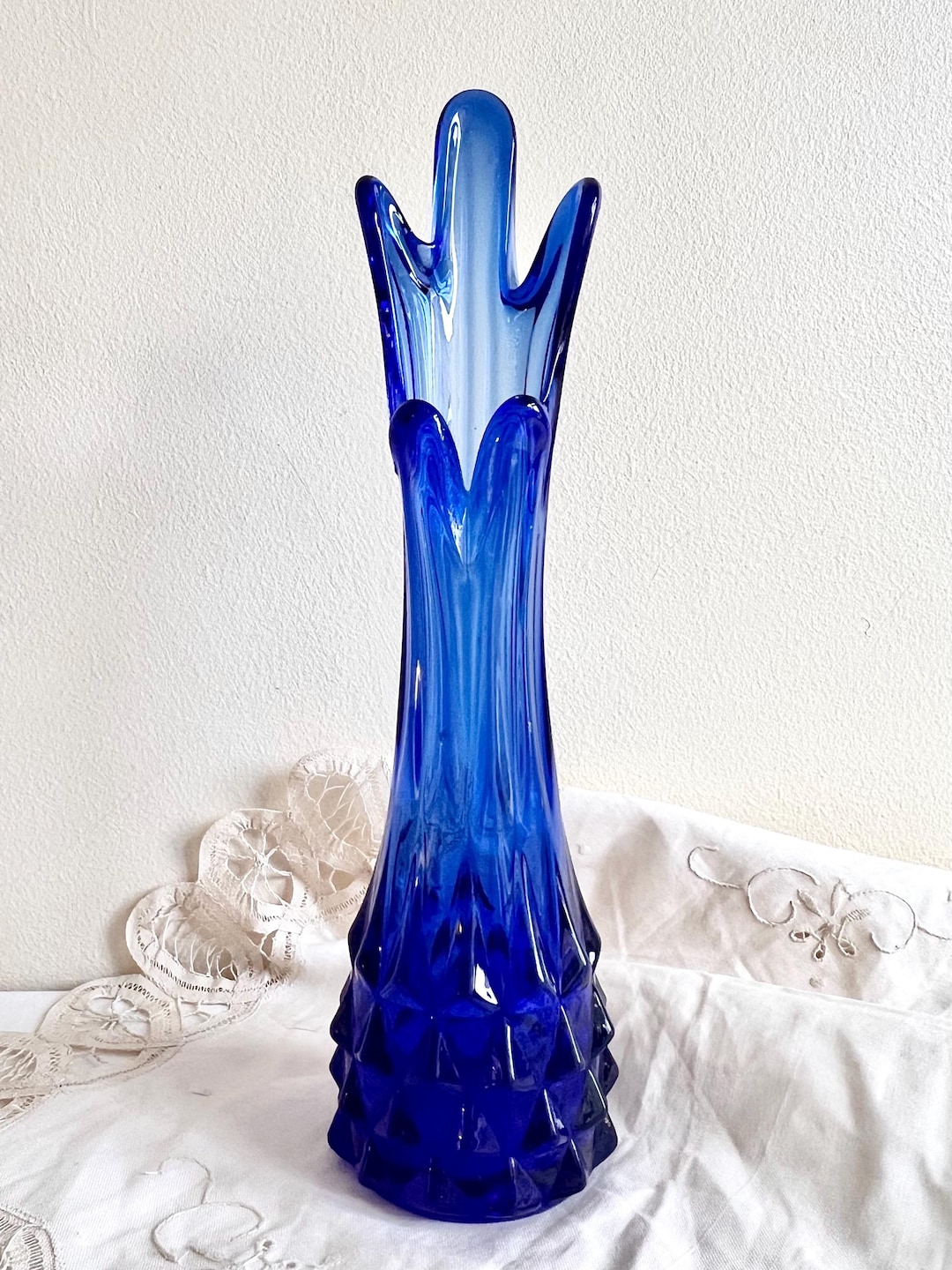Blue Swung Glass Vase