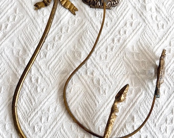 2 Mismatched Antique French Rococo & Neoclassical Ormolu Curtain Tieback Hooks