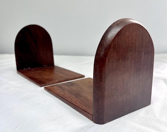 Zabytkowe drewniane składane podpórki do książek w stylu Mid Century, łukowe podpórki do książek