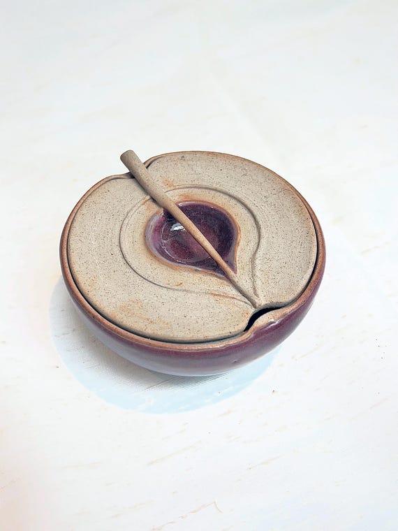 Vintage Studio Pottery Apple Shaped Lidded Pot Signed