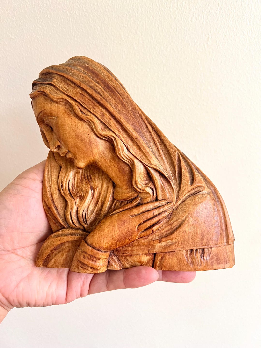 Vintage Virgin Mary Madonna Religious Hand Carved Wood Sculpture - Etsy