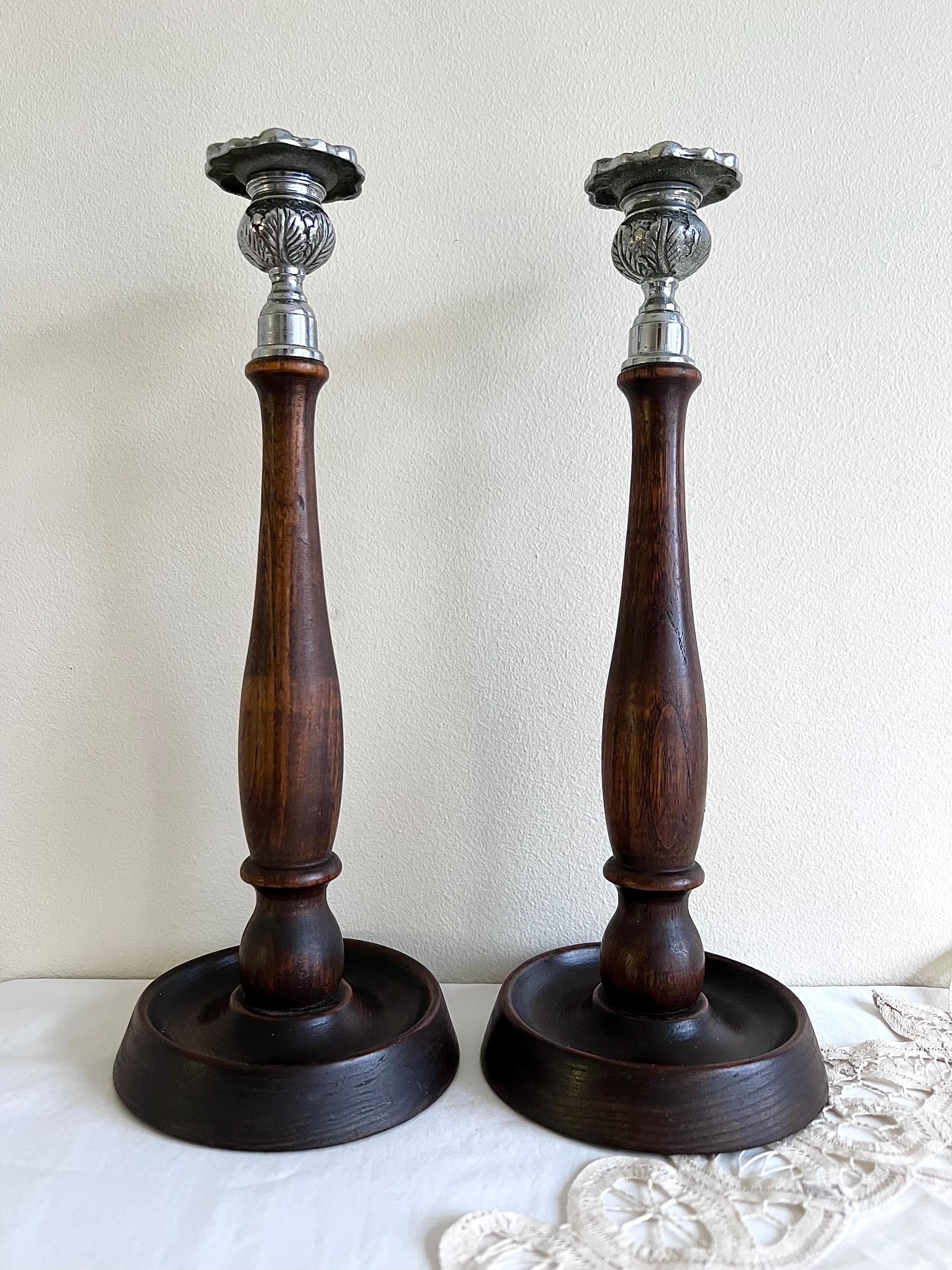 Vintage ornate wooden candlesticks - Etsy 日本