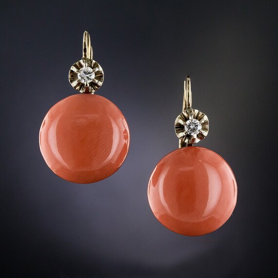 Boho Style Antique Coral Drop Earrings Exquisite … - image 6