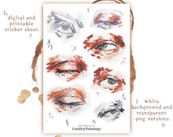 Printable/Digital Sticker Sheet no. 03| Oil Pastel Eyes