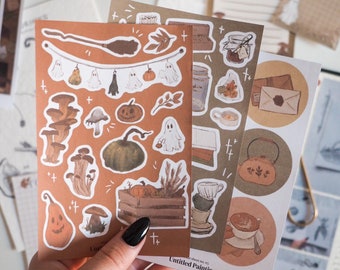 Printable/Digital Autumn JOURNALING SET | Sticker Sheets, Washi Tape Samples, Prints and Memo Notes