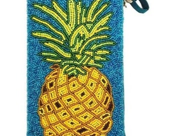 Bamboo Trading Company Hand Beaded Pineapple Club Crossbody Wristlet Purse Bag