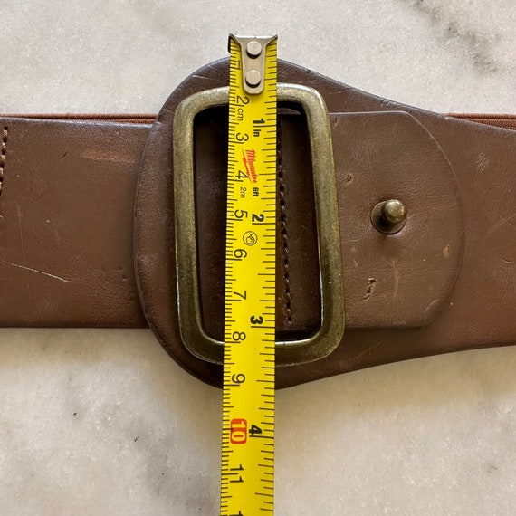 Vintage Brown Wide Metal Buckle Elastic Waistband… - image 5