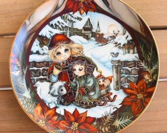 Jody Bergsma Reco Christmas Plate Down the Glistening Lane 1990 Limited Edition