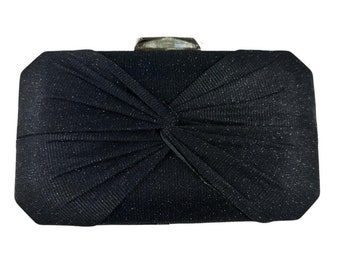 Glitter Shimmery Clutch Black and Gold Drapes Evening Bag NWT