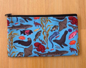 Kelp Forest Pouch / Pencil Pouch / Makeup Bag / Ocean Accessory