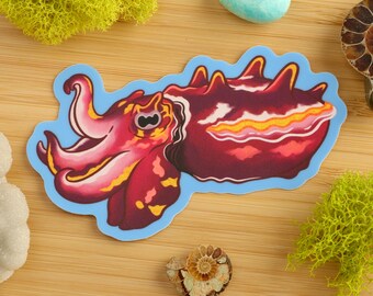 Vaporwave Flamboyant Cuttlefish Sticker / Marine Biology / Cephalopod / Squid / Shiny Sticker / Vinyl Sticker