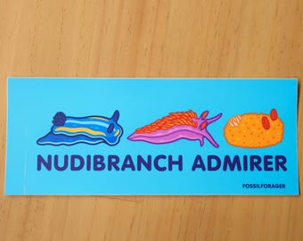 Sticker pour voiture Admirateur de nudibranches / Sticker voiture / Biologie marine / Sticker limace de mer