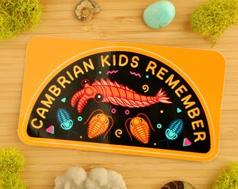 Cambrian Kids Remember BUMPER Sticker / Car Sticker / Paleontology / Cambrian Period / Anomalocaris / Trilobites / Vinyl Sticker