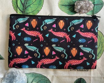 Cambrian Arcade Pouch / Pencil Pouch / Makeup Bag / Paleontology / Paleontologist