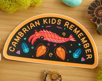 Cambrian Kids Remember Sticker / Cambrian Period / Anomalocaris / Trilobite / Paleontology / Vinyl Sticker