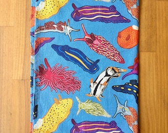 Nudibranchs & Sea Slugs Tea Towel / Marine Biology / Coastal Home Goods