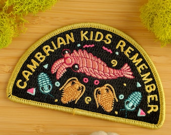 Cambrian Kids Remember Iron-On Patch / Paleontologist / Paleontology / Anomalocaris / Trilobites / Embroidered Patch