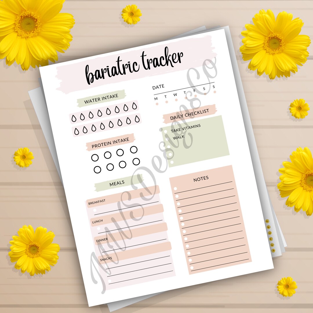 Daily Bariatric Lifestyle Tracker Etsy