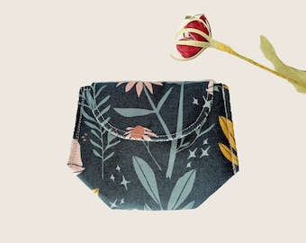 Floral Snap Coin Pouch: Handmade Cotton Petite Purse