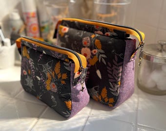 Plover Pouch Botanical Fabric Zipper Bag XL Travel Makeup Toiletry Bag Gift Under 50