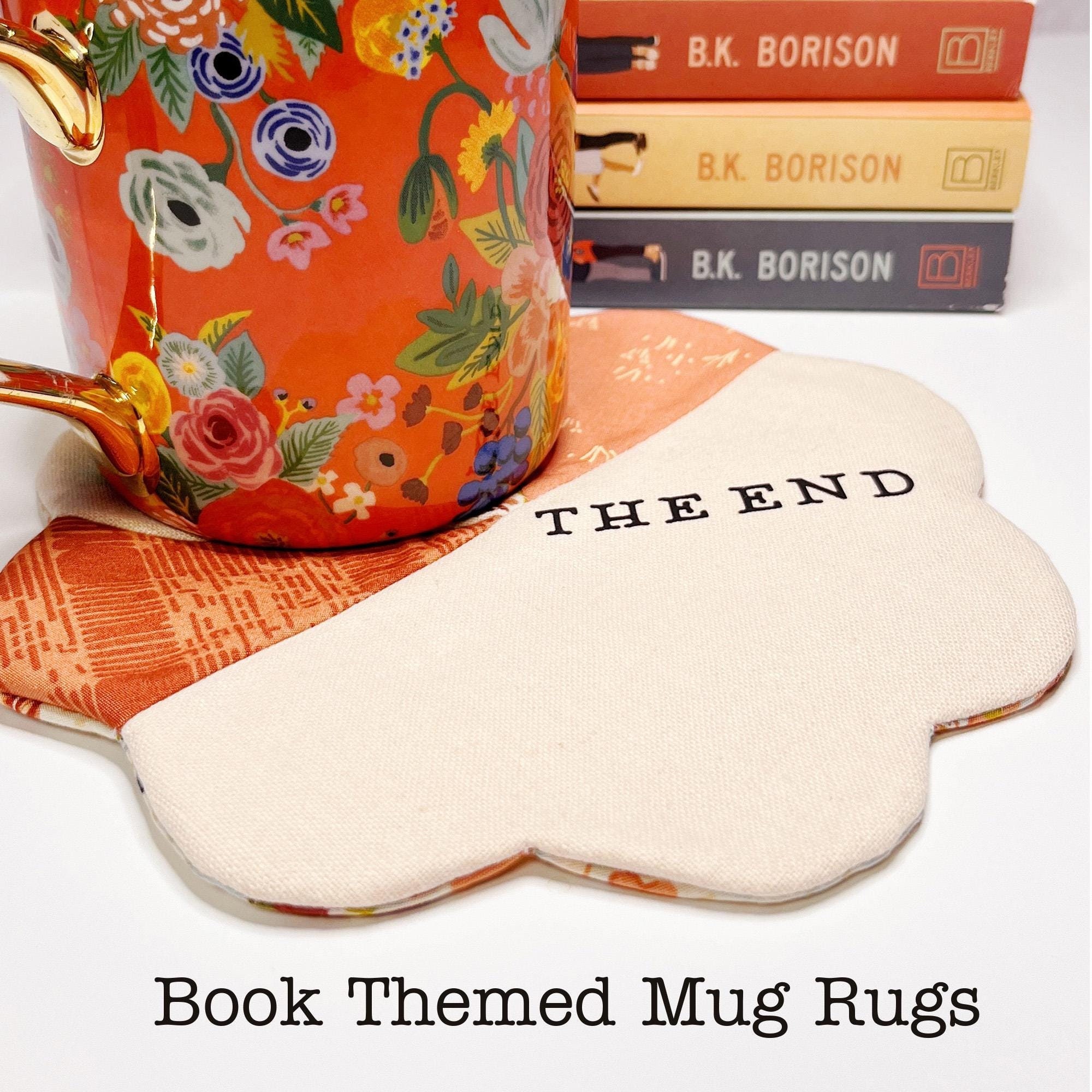 Quilted Book Mug Rug Fabric Coaster for Readers