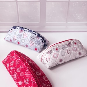 Quilted Zipper Pouch Patriotic Patchwork Cosmetic & Makeup Case Trixie Pouch