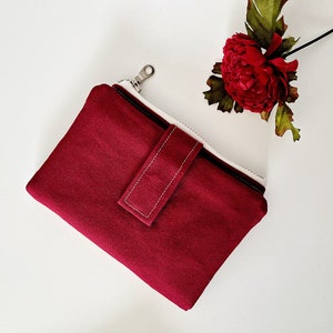 Cartera plegable burdeos Cartera Essex Cartera minimalista con cremallera y monedero Regalos menores de 30 Cartera pequeña Cartera femenina Rojo oscuro intenso