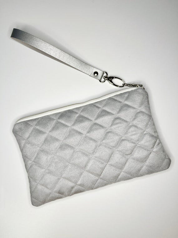 Velvet Wristlet Faux Suede Bag Quilted Clutch Luxe Zipper Pouch Suede Wristlet Evening Bag Date Night Clutch Quilted Purse Puffer Textile Etsy