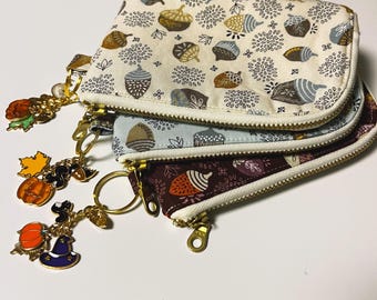 Minimalist Wallet Fabric Change Purse Wallet with Zipper Bag Charms Keychain Pouch