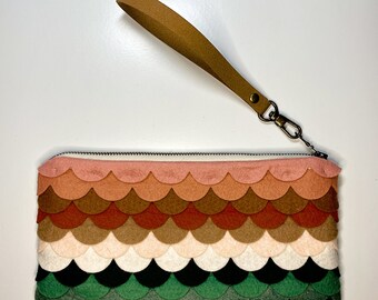 Colorful Wool Felt Clutch Handmade and One of a Kind